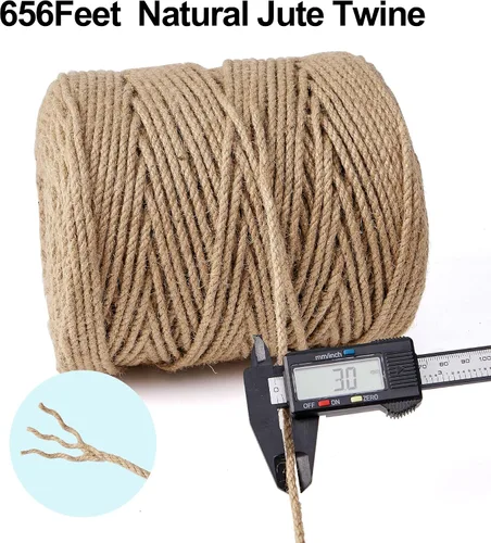 Vista 4 de Natural Jute Twine,656 Feet 3mm Hemp Twine Rope for Gift Wrapping Craft Plant Garden Christmas Handmade Arts Decoration Packing String Home Decor