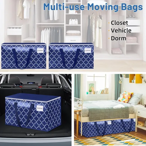 Vista 6 de Fabspace Bolsas de mudanza, suministros de mudanza extragrandes, bolsas de almacenamiento resistentes, bolsas de embalaje con cremalleras y asas