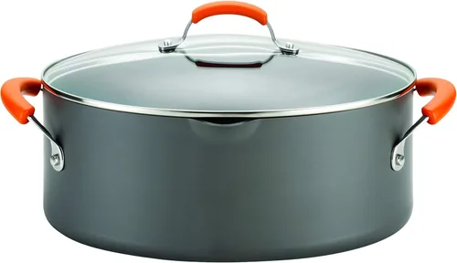 Vista 17 de Rachael Ray Brights - Sartén antiadherente anodizada dura, sartén anodizada dura, 8.5 pulgadas, gris con asas naranjas