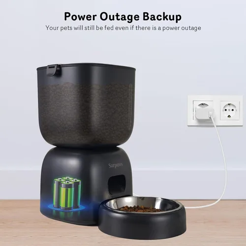 Vista 6 de Alimentador automático para gatos y dispensador de agua FW1, dispensador de comida para gatos con cable o batería, temporizador, alimentador