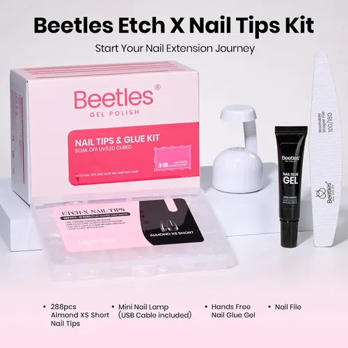 Vista 7 de Beetles - Kit de extensión de uñas extra cortas, 288 puntas de uñas, 12