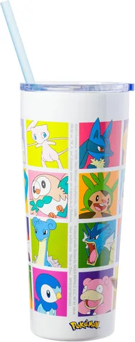 Vista 2 de Silver Buffalo Pokemon Pikachu, Snorlax, Charmander, Squirtle, Bulbasaur, Eevee, Gengar, Togepi, Magikarp, Psyduck, Jigglypuff, Meowth, Mew Vaso