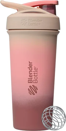 Vista 17 de BlenderBottle Strada Shaker Cup - Botella de agua aislada de acero inoxidable con batidor de alambre, 24 onzas, color negro