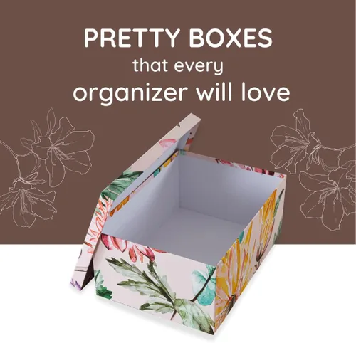 Vista 3 de Soul & Lane Cajas de almacenamiento de cartón decorativas con tapas para decoración y organización del hogar, juego de 3 cajas grandes de recuerdo