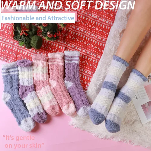 Vista 6 de ANTSANG Womens Fuzzy Socks Slipper Winter Fluffy Comfy Cozy Socks Cabin Warm Home Socks