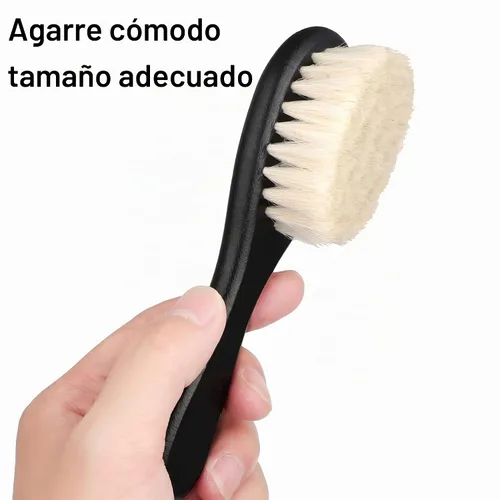 Vista 5 de Shappy 2 piezas de cepillo de peluquero para hombre, cepillo de barba para el cuello, herramienta de aseo suave con mango de madera para kits
