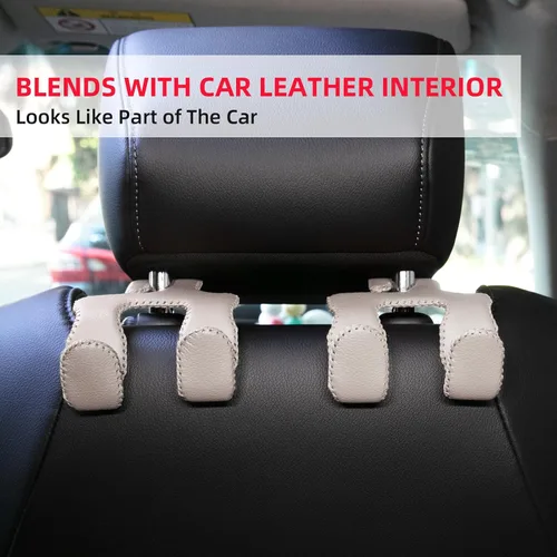 Vista 3 de Ganchos de coche para bolsos y bolsos, colgador duradero 2 en 1, gancho de cuero para reposacabezas, organizador de asiento trasero de automóvil, 1