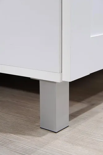 Vista 5 de HODEDAH IMPORT - Armario de cocina alto con espacio cerrado superior e inferior, 1 cajón, gran espacio abierto para microondas en color blanco