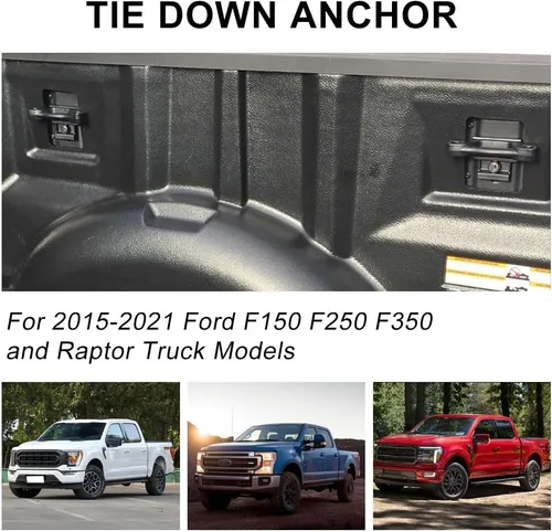 Vista 2 de Anclajes de amarre para caja de camión con placas de montaje, paquete de 4, compatibles con F150 2015-2025/F250-F550 Super Duty 2017-2025, repuesto