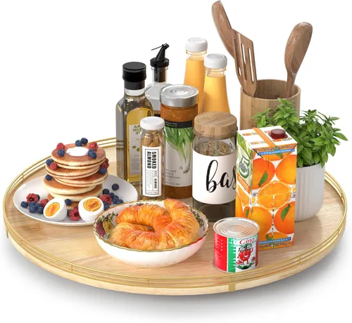 Vista 35 de Marble Lazy Susan - Tocadiscos para mesa, bandeja redonda de mármol de grano de madera antigua de 10 pulgadas para mesa de comedor, encimera de Negro