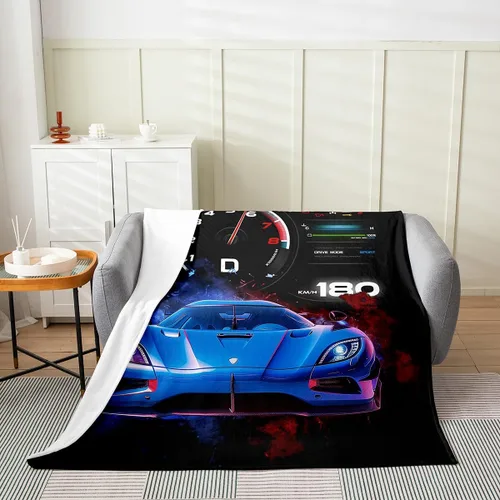 Vista 7 de Erosebridal Manta roja de coche de carreras para niños y adolescentes, manta fresca de coche de carreras de 40 x 50 pulgadas, manta de forro polar