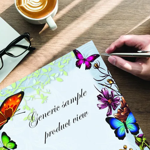 Vista 3 de Papel para impresora láser y inyección de tinta con membrete de mariposas, paquete de 25