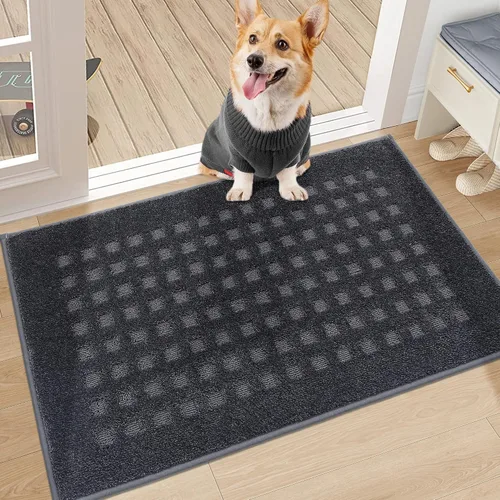Vista 19 de BEQHAUSE Tapetes para puerta de 20 x 32 pulgadas, tapete antideslizante de punto gofre, de perfil bajo, resistente a la suciedad y absorbente, Beige