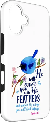 Vista 3 de iPhone 16 Él te cubrirá con sus plumas Salmo 91:4 Caso cristiano