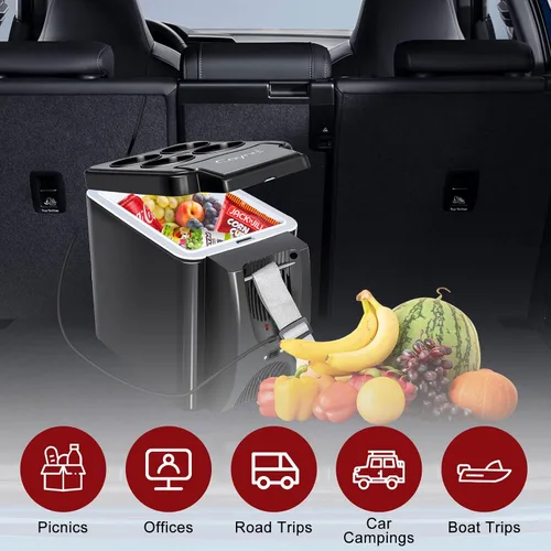 Vista 5 de CAYNEL Termoeléctrico Personal de 12V 6 Cuartos, Capacidad de 6 Litros, Enfriador Calentador Eléctrico Portátil con 12V DC, Refrigerador Pequeño