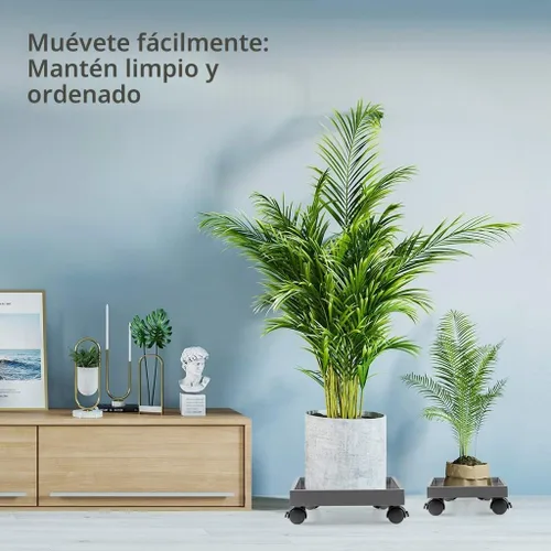 Vista 7 de Skelang Plataforma cuadrada con ruedas para plantas, bandejas de plástico ABS, resistente, capacidad de carga de 110 libras
