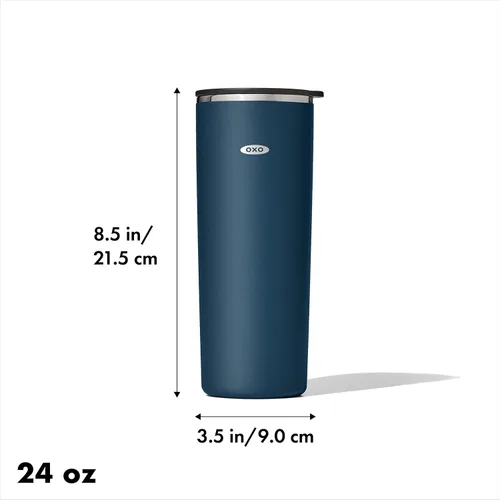 Vista 3 de OXO Strive - Vaso aislado de 24 onzas con tapa deslizante, cobalto oscuro