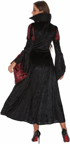 Vista 5 de HAPNBCELE Disfraz de vampiro para mujer, vestidos góticos de reina oscura de Halloween