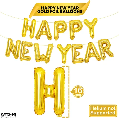 Vista 2 de KatchOn, Globos dorados de feliz año nuevo 2026 – 16 pulgadas Globo de feliz año nuevo y globos dorados del número 2026 para decoraciones de Año