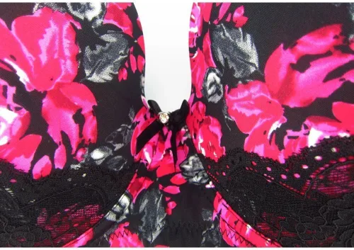 Vista 5 de Mierside - Brasier sexy para mujer, talla grande, diseño con estampado,color rojo y morado