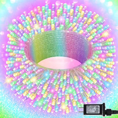 Vista 19 de 300 luces LED de Halloween, cadena de luces de Halloween de 98.5 pies con 8 modos de iluminación, mini luz impermeable y conectable, enchufe