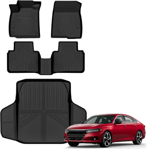 Vista 25 de Auxko Alfombrillas para todo tipo de clima, tapete de carga con respaldo para Honda Pilot 8 pasajeros 2016-2022, forros de elastómero termoplástico