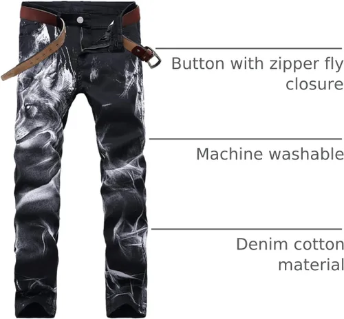Vista 51 de Enrica Pantalones vaqueros estampados casuales para hombre