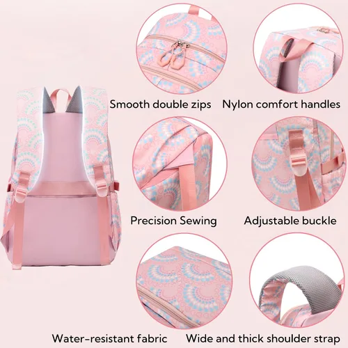 Vista 6 de Mochila para niños y niñas con lonchera para la escuela combo de lonchera