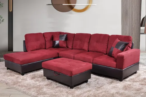 Vista 8 de Juego de sofá modular para sala de estar, juego de sofá modular de 103 pulgadas con otomana de almacenamiento, sofá modular en forma de L para sala