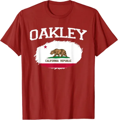 Vista 44 de OAKLEY CA CALIFORNIA Flag Vintage USA Sports Hombre Mujer Camiseta, Negro