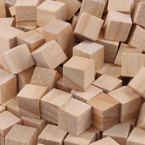 Vista 3 de 1000 bloques cuadrados de madera, cubos de madera, cubos de madera pequeños sin terminar para bricolaje