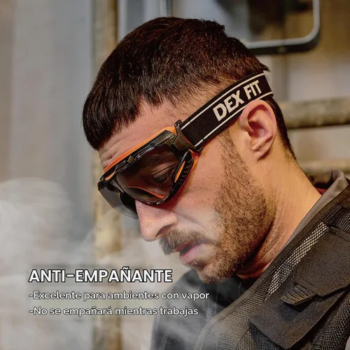 Vista 4 de DEX FIT Gafas de seguridad SG220, protección ocular contra salpicaduras químicas y de laboratorio de visión amplia, antivaho y resistentes a