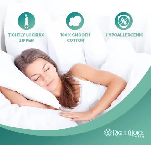 Vista 3 de Protectores de almohada de algodón con cremallera, fundas de almohada hipoalergénicas, fundas de almohada con cremallera, tamaño estándar 20 x 26