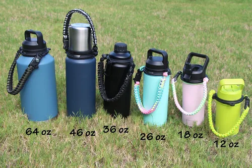 Vista 2 de One MissionX - Asa de cuerda paracord para botellas YETI Rambler de 46 onzas, 36 onzas, 26 onzas, 64 onzas, 18 onzas, 12 onzas, correa de transporte