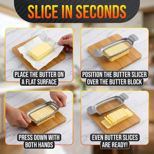 Vista 5 de 2-in-1 Butter Slicer & Butter Cutter, Stainless Steel Wires, 0.25" Slices