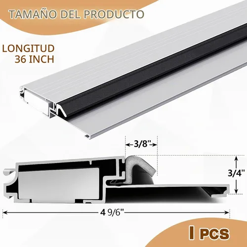 Vista 2 de Tandefio 1 unids 4-9/16"x1"x36" umbral de puerta exterior resistente Plateado