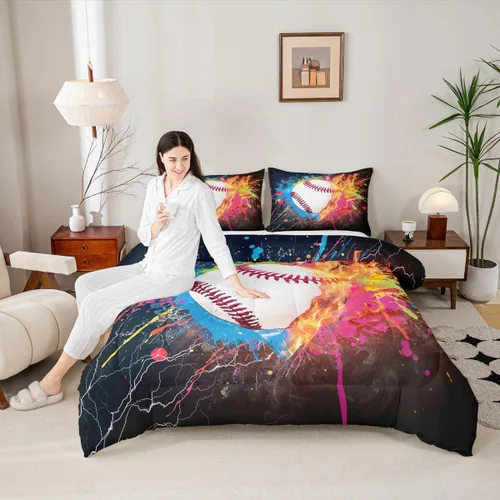 Vista 112 de Juego de ropa de cama de baloncesto para niños y adolescentes, juego de edredón deportivo para niños, tamaño matrimonial, suave, ligero, decoración