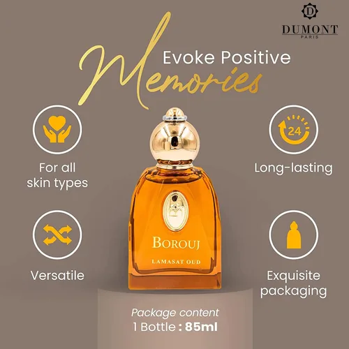 Vista 4 de Dumont BOROUJ LAMASAT OUD - Tamaño de viaje de 2.9 fl oz - Perfume unisex de inspiración árabe para hombres y mujeres - Fragancia almizclada