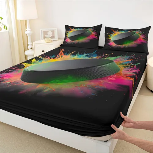 Vista 7 de Erosebridal Graffiti Rugby Ball Sheets for Boys Girls Colorful Rugby Helmet Fitted Sheet,Sports Kids Bedding Sets Football Game Bed Sets Twin 2 Piece