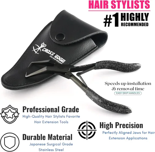 Vista 5 de Alicates para Extensiones de Cabello Compactos con Microperlas y Cinta en Removedor de Extensiones de Cabello de 5.5 Pulgadas, Alicates de Acero
