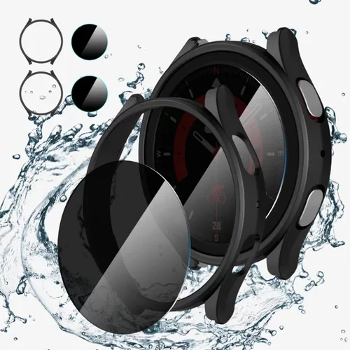 Vista 9 de Suoman Paquete de 2+2 fundas para Samsung Galaxy Watch 4 de 1.575 pulgadas, protector de pantalla de vidrio templado 9H + [arañazos] cobertura