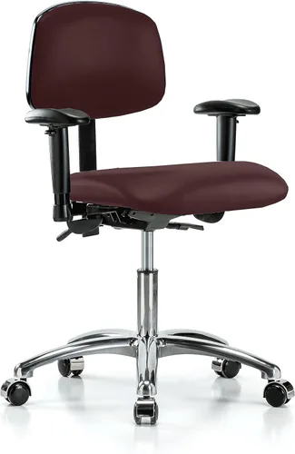 Vista 30 de PERCH - Silla giratoria con ruedas para alfombra o linóleo, cromado, Textil, Tela negra