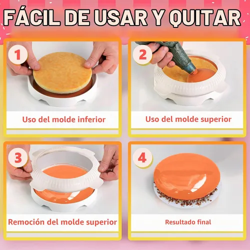 Vista 5 de Molde de silicona para mousse, molde redondo de silicona para tartas de 7.5 pulgadas de diámetro (capacidad de 33.5 onzas), fácil de usar