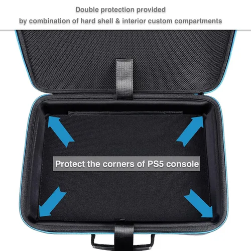 Vista 4 de Hard Shell Carrying Case Compatible with PS5, Protective Travel Bag Holds PlayStation 5 Console, DualSense Controllers, Base and Other Accessories