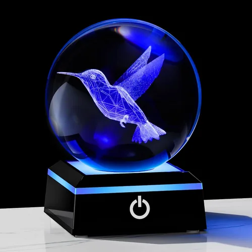 Vista 24 de Qianwei Regalos de mariposa para mujeres con bola de cristal 3D de 3.14" - 80mm, figuras de animales de cristal con láser, estatuas para decoración
