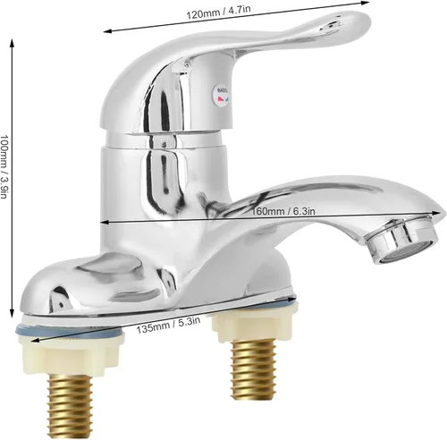Vista 4 de Grifo de baño de un solo orificio - G1/2 aleación de zinc y ABS fregadero de mezcla de agua caliente y fría, manija única