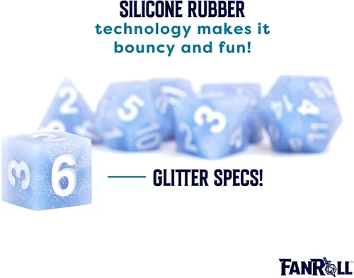Vista 3 de FanRoll - Juego de dados DND de goma de silicona de borde afilado de 0.630 in: residuos glaciales, dados de juego de rol para Calabozos y Dragones