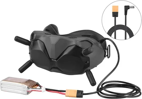 Vista 2 de ZEZEFUFU Cable de alimentación XT60 macho enchufe 47.6 in para DJI FPV gafas V2, XT60 macho a DC macho cable de ángulo recto