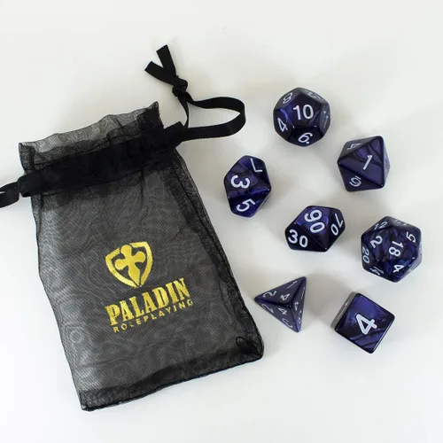 Vista 3 de Blue Pearl RPG Dice - Juego completo poliédrico - 'Nightfall