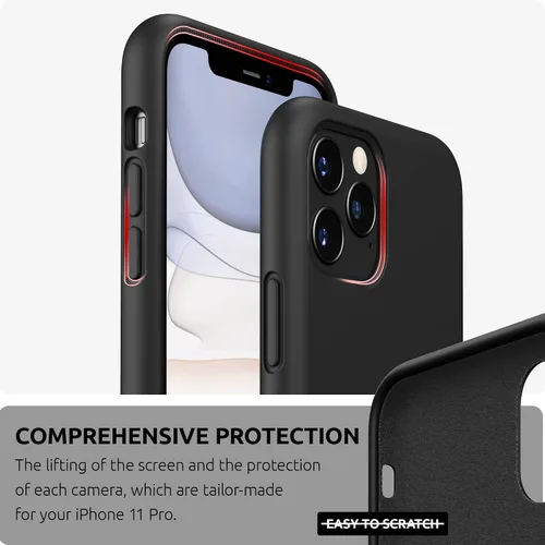 Vista 3 de SURPHY Funda compatible con iPhone 11 Pro Max de 6.5 pulgadas, funda gruesa de silicona líquida (con forro de microfibra) para iPhone 11 Pro Max